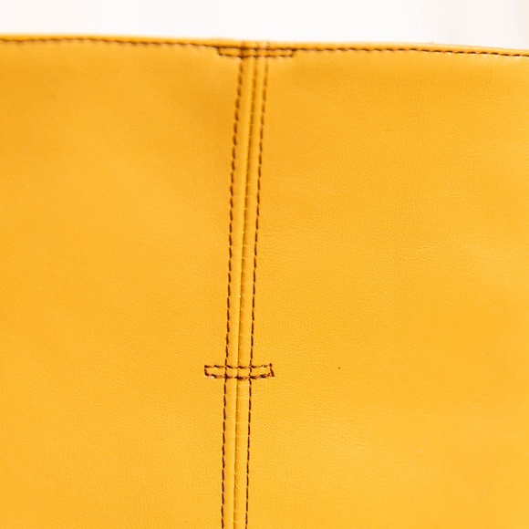 Banana Yellow/Tan Campus Style Boots Size 6.5 NWOB - Vegan Leather Knee-high ๐ข - Picture 10 of 13